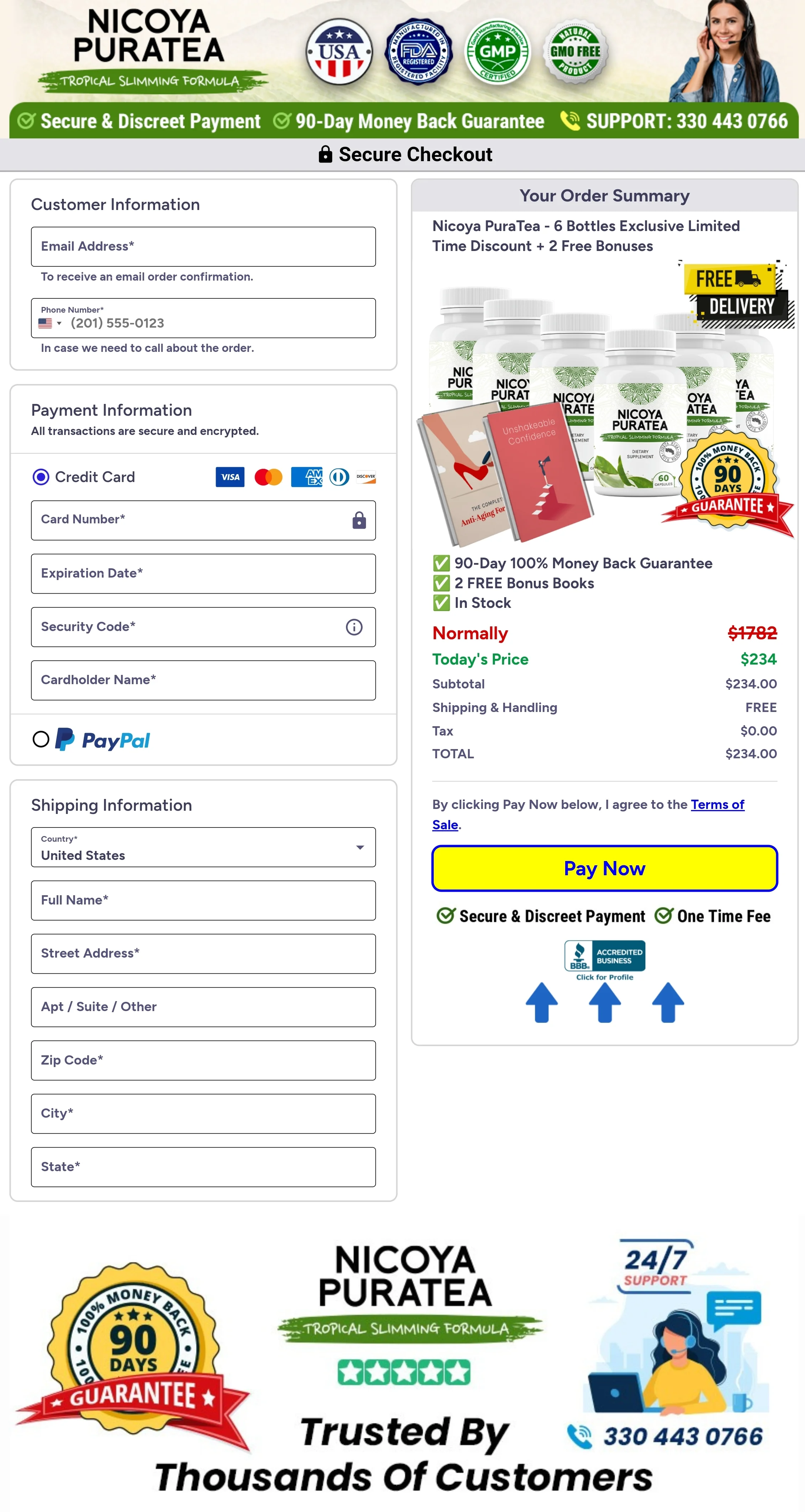 Nicoya PuraTea order form